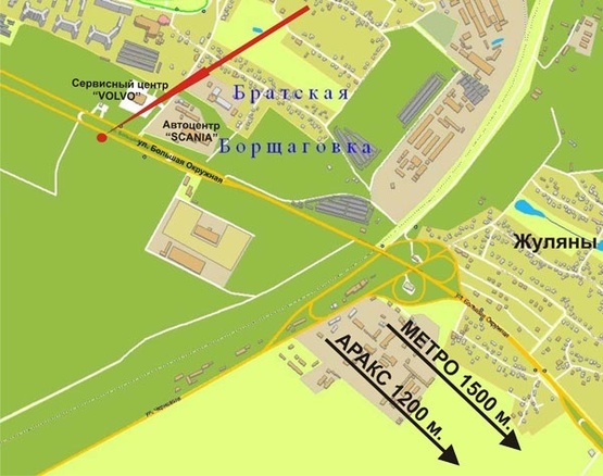 Схема рекламної площини за адресою Окружная дор./ул.Трублаини (автоц.SCANIA/VOLVO - в стор.Эпицентра/Metro)-верхний ярус