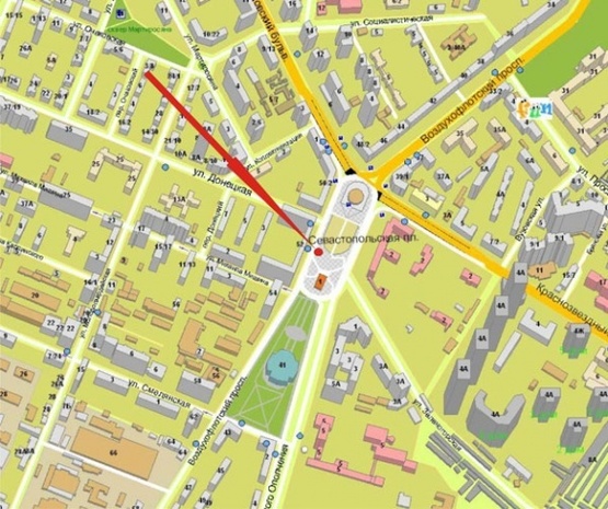 Схема рекламной плоскости по адресу Севастопольская пл. (3)