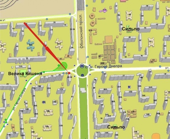 Схема рекламной плоскости по адресу пр.Героев Днепра /Оболонский пр.(ст.м.Гер.Днепра)ТЦ Дрим Таун часть-2