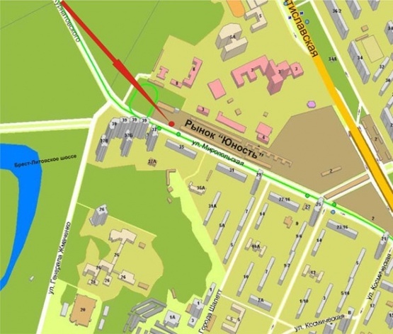 Схема рекламної площини за адресою ул.Миропольская (рынок Юность)