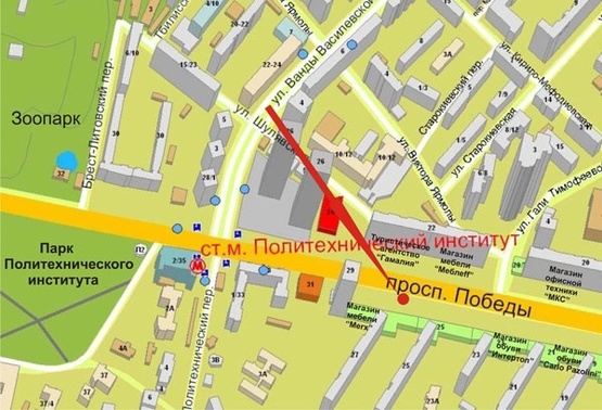 Схема рекламної площини за адресою пр.Победы,27(А) маг.Итертоп, ст.м.КПИ -в центр -призма пл.1