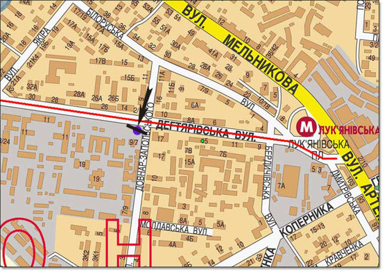 Схема рекламної площини за адресою ул.Дегтяревская,/ ул.Довнар-Запольского