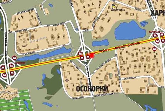 Схема рекламної площини за адресою просп. Бажана/ Метро "Позняки" (А2) (призма А2)