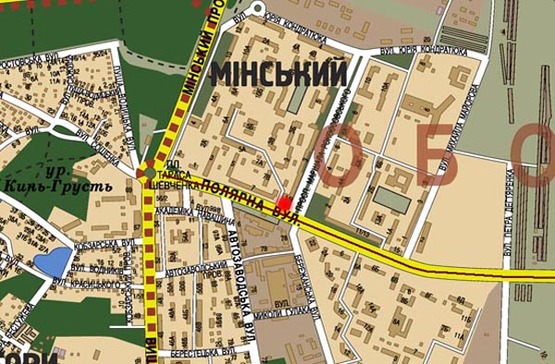 Схема рекламной плоскости по адресу ул.Полярная/ пр-т Маршала Рокосовкого (А) пл. Шевченко (возле ТЦ СИЛЬПО)