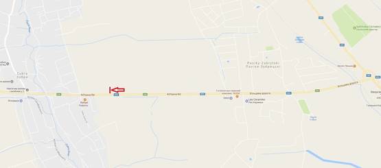 Схема рекламной плоскости по адресу Обїздна М-06, Київ-Чоп, біля гот. Рафаель в сторону ТРЦ King Cross Leopolis 2 (лівий)