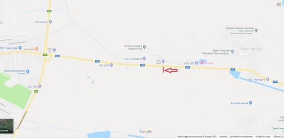 Схема рекламної площини за адресою М-09, Тернопіль-Львів-Рава-Руська, з Тернополя в сторону Винників (навпроти АЗС WOG)