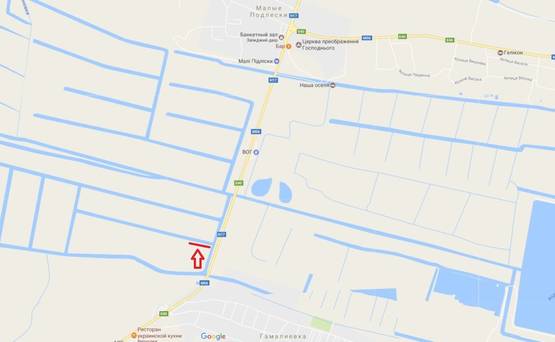 Схема рекламной плоскости по адресу Об'їзна М-06, Київ-Чоп, перед с.Гамаліївка перед АЗС WOG в сторону Київа (правий)