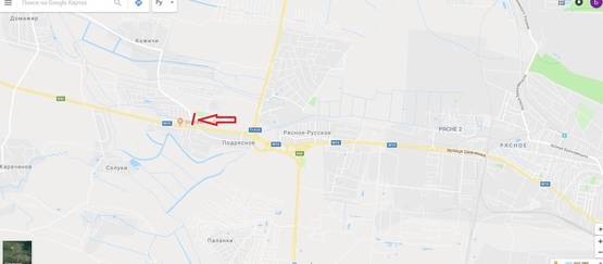 Схема рекламной плоскости по адресу Обїздна М-10, Львів - Краківець, с. Підрясне біля Ресторану Смерековий Двір рух в сторону Івано- Франково