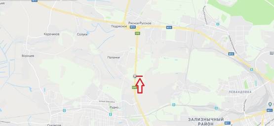 Схема рекламной плоскости по адресу М-10 З. О. м. Львова, в сторону с. Рясне Руське до Fujikra