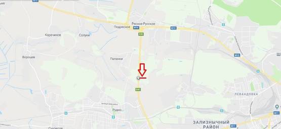 Схема рекламної площини за адресою М-10 З. О. м. Львова, в сторону с. Рудно та м. Львів