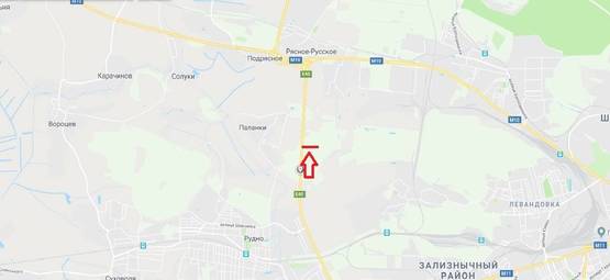 Схема рекламної площини за адресою М-10 З. О. м. Львова, в сторону с. Рясне Руське до Fujikra