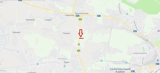 Схема рекламної площини за адресою М-10 З. О. м. Львова, в сторону с. Рудно та м. Львів