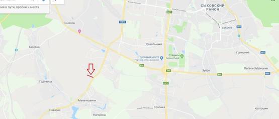 Схема рекламной плоскости по адресу Т-14-16 Львів-Пустомити-Меденичі, рух з м. Львів в сторону м. Пустомити перед вїздом у с. Малечковичі