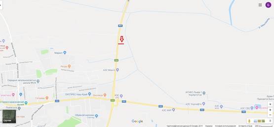 Схема рекламної площини за адресою М-06 Київ-Чоп, перед поворотом на Тернопіль і в сторону Винник (правий)