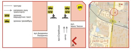 Схема рекламной плоскости по адресу Стрийська вул. - Чмоли вул.