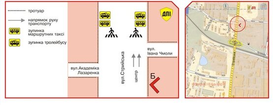 Схема рекламной плоскости по адресу Стрийська вул. - Чмоли вул.