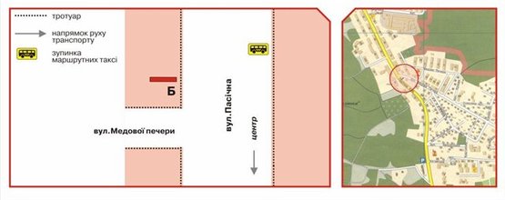Схема рекламной плоскости по адресу Пасічна вул. - Медової Печери вул.
