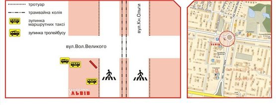 Схема рекламной плоскости по адресу Княгині Ольги вул. - В.Великого вул.