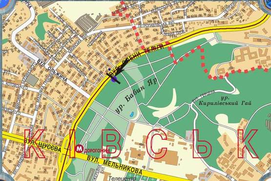 Схема рекламної площини за адресою ул.О.Телиги,ст.м.Дорогожичи направление на Шулявку
