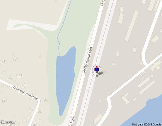 Схема рекламної площини за адресою Набережная, на стороне жд дороги,3-й перед светофором, 250 за поворотом на вул Шевченка направление Киев