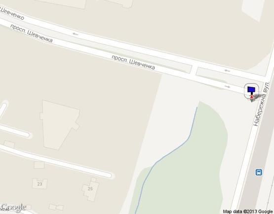 Схема рекламної площини за адресою ул.Набережная -ул.Шевченко из Киева