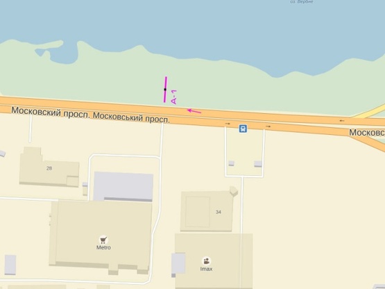 Схема рекламної площини за адресою Московский проспект, крупная транспортная развязка, направление м. Петровка (Метро Кеш энд Керри, ТРЦ "Блокбастер")