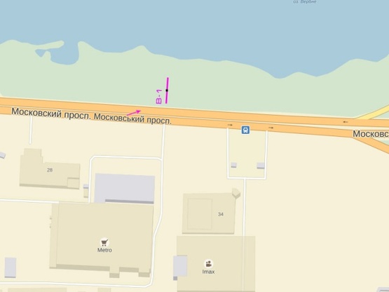 Схема рекламной плоскости по адресу Московский проспект, крупная транспортная развязка, направление Троещина (Метро Кеш энд Керри, ТРЦ "Блокбастер")