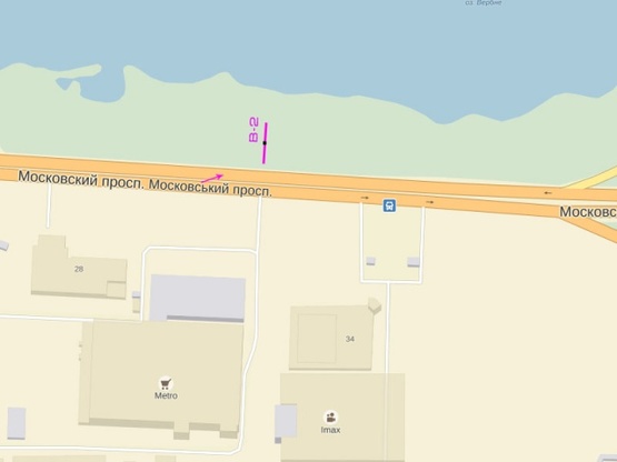 Схема рекламной плоскости по адресу Московский проспект, крупная транспортная развязка, направление Троещина (Метро Кеш энд Керри, ТРЦ "Блокбастер")