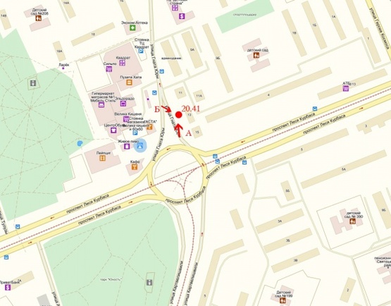 Схема рекламної площини за адресою Гната Юры 13, ТЦ "Квадрат" "Дитяча країна" "Ельдорадо", кинотеатр "Лейпциг", БЦ "Жизнь и Право", "Сильпо", "Велика кишеня"