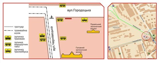 Схема рекламной плоскости по адресу Городоцька вул. - Чернівецька вул. (між №110 і №112, навпроти №149)