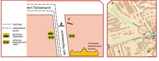 Схема рекламной плоскости по адресу Чернівецька вул.