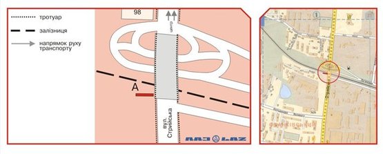 Схема рекламной плоскости по адресу Стрийська вул., 98-100