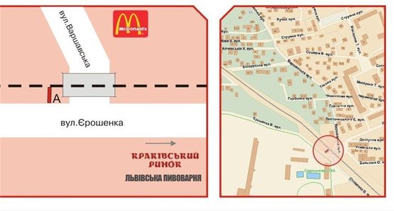 Схема рекламной плоскости по адресу Єрошенка вул.