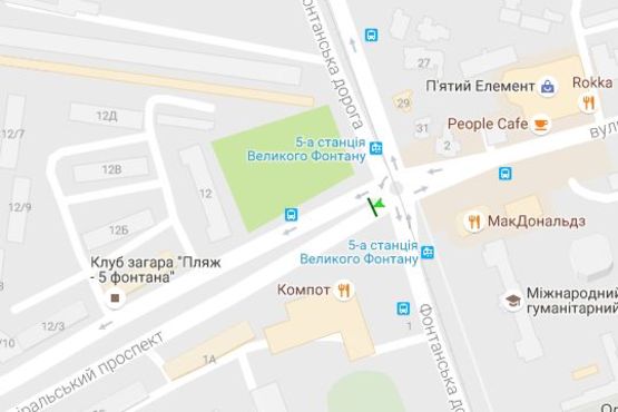 Схема рекламной плоскости по адресу Фонтанська дорога - Адміральський просп. - Черняховського вул. (призма)