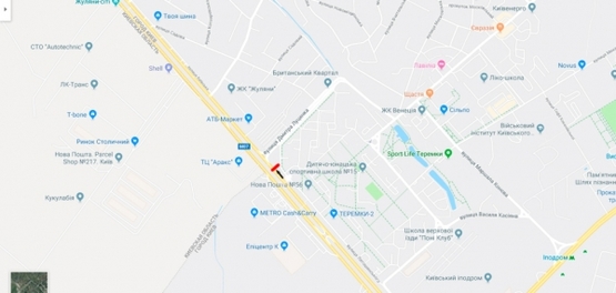 Схема рекламной плоскости по адресу Окружная дорога / ул. Дмирия Луценка, напротив ТЦ "Аракс", "Фокстрот" - в напр. пр. Победы