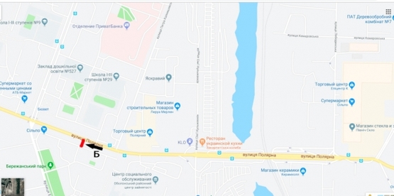 Схема рекламной плоскости по адресу ул. Полярная, 6 - ТЦ "Полярный", "Леруа Мерлен", "Эпицентр"