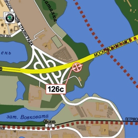 Схема рекламной плоскости по адресу Московский мост -  Бандеры С. просп. (просп. Московский) (перед Московским мостом, в сторону Троещины)