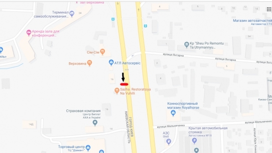 Схема рекламной плоскости по адресу ул. Б.Окружная / напр. ресторана "САЖА" в напр. Одесской пл. (верхний)