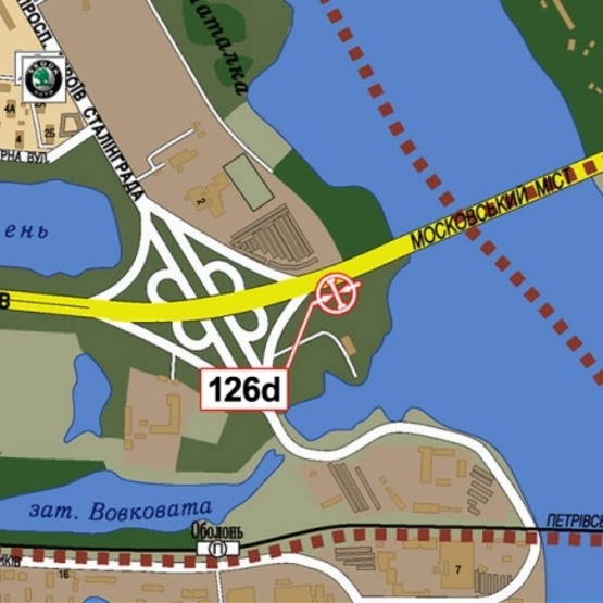 Схема рекламной плоскости по адресу Московский мост - Бандеры С. просп. (просп. Московский) (перед Московским мостом, в сторону Троещины)