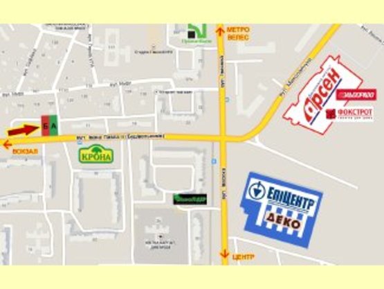 Схема рекламной плоскости по адресу Іоана Павла II СМ "Крона" до Епіцентру №3