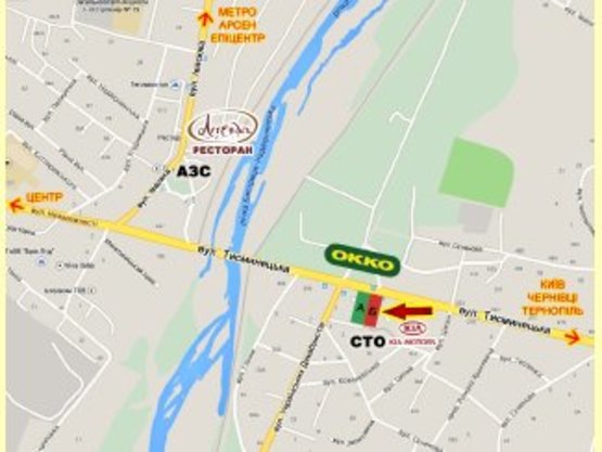 Схема рекламной плоскости по адресу Тисменецька-Декабристів навпроти ОККО №2