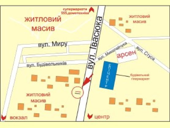 Схема рекламной плоскости по адресу Івасюка навпроти Епіцентру (маг.Пісня)