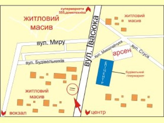 Схема рекламной плоскости по адресу Івасюка навпроти Епіцентру (маг.Пісня)