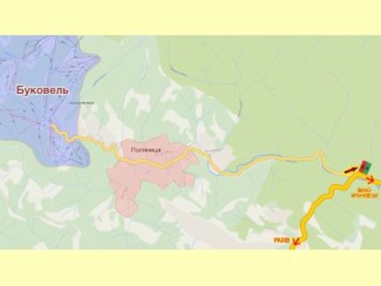 Схема рекламної площини за адресою траса Івано-Франківськ-Рахів (поворот на Буковель)
