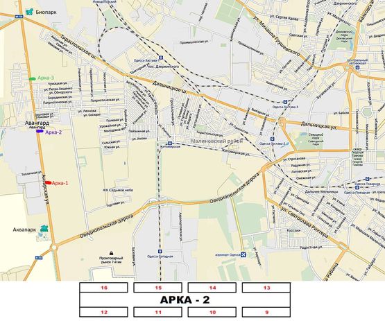 Схема рекламної площини за адресою Район промрынка "7-км", биопарка и аквапарка, окружная дорога.