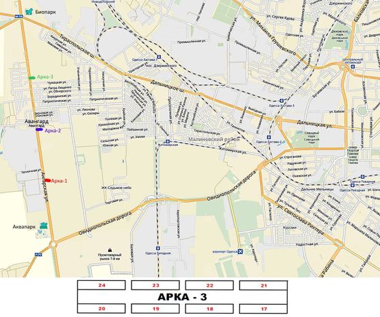 Схема рекламной плоскости по адресу Район промрынка "7-км", биопарка и аквапарка, окружная дорога.