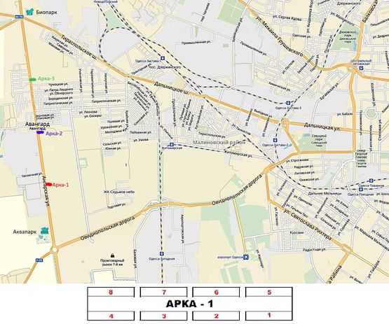 Схема рекламної площини за адресою Район промрынка "7-км", биопарка и аквапарка, окружная дорога.
