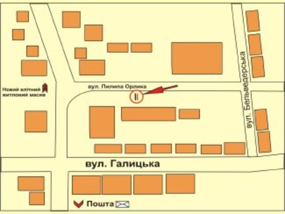 Схема рекламної площини за адресою вул.Пилипа Орлика №3    СМ "Фуршет"