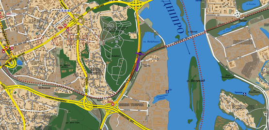 Схема рекламной плоскости по адресу Надднепрянское шоссе, выезд с ул.Баренбойма. Направление на мост Патона