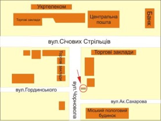 Схема рекламної площини за адресою Чорновола-Сахарова